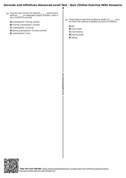 Advanced Gerunds and Infinitives Quiz | PDF | Medical Specialties ...