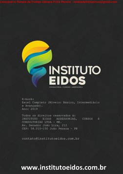 E-book: 
Excel Completo (Níveis: Básico, Intermediário 
e Avançado). 
Ano