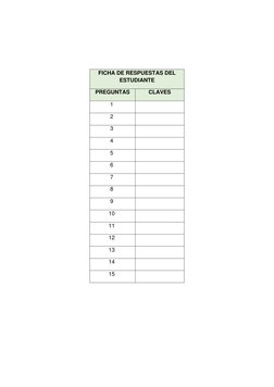 FICHA DE RESPUESTAS DEL 
ESTUDIANTE 
PREGUNTAS 
CLAVES 
1