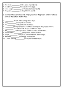 Present Continuous Tense Worksheet for Grade 5 | PDF