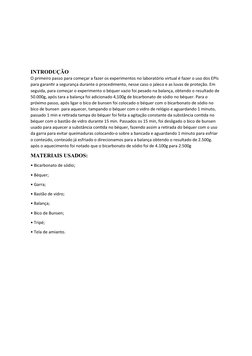 INTRODUÇÃO
O primeiro passo para começar a fazer os experimentos no laboratório virtual é fazer o uso dos EPIs 
para garantir