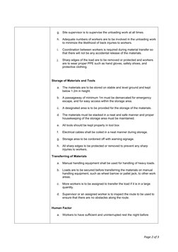 Safe Work Procedures for Material Handling | PDF | Personal Protective ...