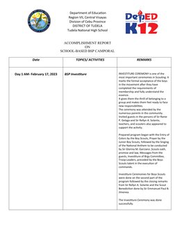 BSP Camporal Accomplishment Report 2023 | PDF | Scouting | Outdoor ...