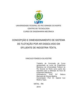 UNIVERSIDADE FEDERAL DO RIO GRANDE DO NORTE 
CENTRO DE TECNOLOGIA 
CURSO DE ENGENHARIA MECÂNICA 
CONCEPÇÃO E DIMENSIONAME