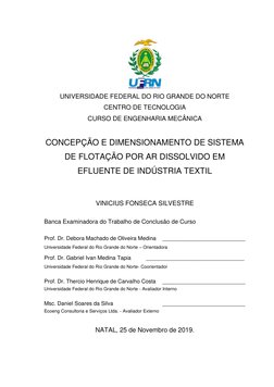 UNIVERSIDADE FEDERAL DO RIO GRANDE DO NORTE 
CENTRO DE TECNOLOGIA 
CURSO DE ENGENHARIA MECÂNICA 
CONCEPÇÃO E DIMENSIONAME