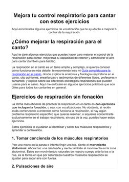 Ejercicios de respiración para cantar | PDF | Canto | Respiración