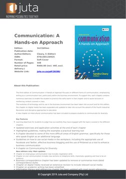 Communication: A
Hands-on Approach
Edition:
 3rd Edition
Publication date:
Author/Editors:
 Cleary, S (Editor)
ISBN:
 9781485