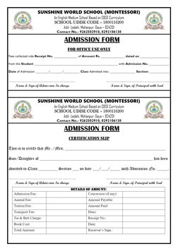 Admission Form Format | PDF