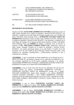 A LA                          JUEZ COORDINADORA  DEL TRIBUNAL
                                   DE TIERRAS DE JURISDICCION O