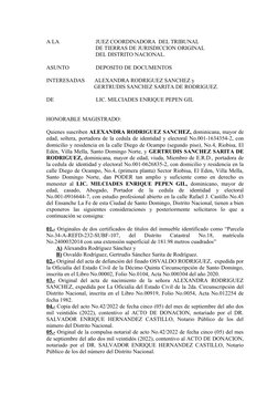A LA                          JUEZ COORDINADORA  DEL TRIBUNAL
                                   DE TIERRAS DE JURISDICCION O