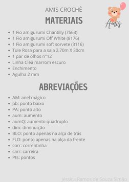MATERIAIS
AMIS CROCHÊ 
1 Fio amigurumi Chantilly (7563)
1 Fio amigurumi Off White (8176)
1 Fio amigurumi soft sorvete (3116)