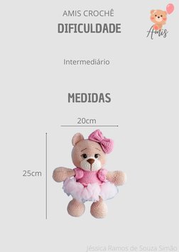 Intermediário 
DIFICULDADE
AMIS CROCHÊ 
Jéssica Ramos de Souza Simão 
MEDIDAS
25cm
20cm
