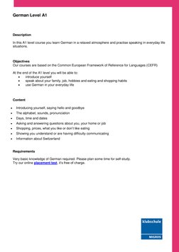 A1 German Course Overview and Requirements | PDF | Language Arts ...