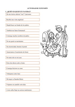 ACTIVIDAD DE EXTENSIÓN
1. ¿QUIÉN ES QUIEN EN NAVIDAD?
De mis tierras salieron "casi" 3 personas:
Recibió una visita angelical