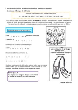 Resuelven actividades recreativas relacionadas al tiempo de Adviento.
¡Comienza el Tiempo de Adviento!
En la antigua Roma se