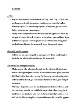 • EXTRAS:
Molly:
– Pay 
her 
a 
visit 
inside 
the watermill on Day 1 and Day 2. Once you 
get her 
quest: 
 
inside 
the man
