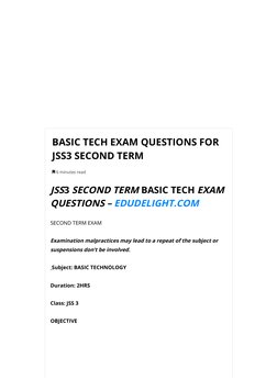 JSS3 Basic Technology Exam Questions | PDF | Electrical Wiring | Wood