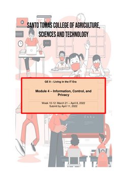 GE 9 – Living in the IT Era 
 
 
Module 4 – Information, Control, and 
Pr