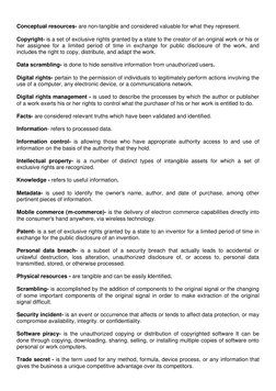 Conceptual resources- are non-tangible and considered valuable for what they represent. 
 
Copyright- is a set of exclusive