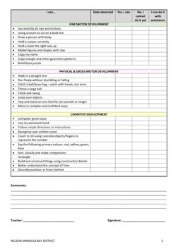 Assessment Tool Grade R Grade R Baseline Assessment Checklist | PDF