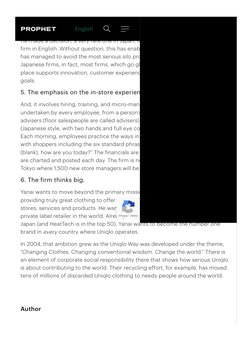 are translated into processes, measures, organizational structure and people. The
organization is flat, and employees are enc
