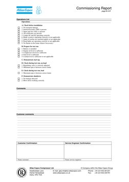 Engine Panel Commissioning Report.pdf Atlas Copco Compressor Commissioning Report | PDF | Manufactured Goods ...