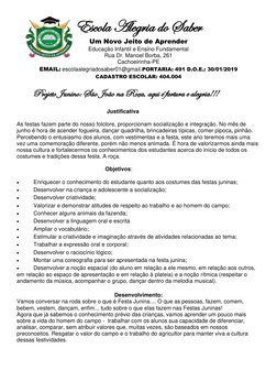 Escola Alegria do Saber 
Um Novo Jeito de Aprender 
Educação Infantil e Ensino Fundamental 
Rua Dr. Manoel Borba, 261 
Cachoe