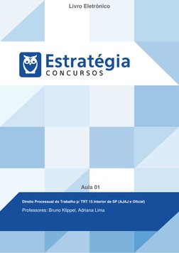 Livro Eletrônico
Aula 01
Direito Processual do Trabalho p/ TRT 15 Interior de SP (AJAJ e Oficial)
Professores: Bruno Klippel,
