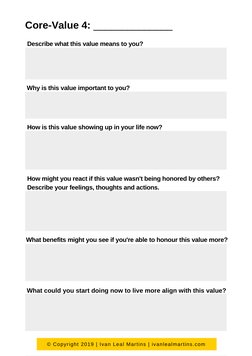 Core-Value 4: ______________
Describe what this value means to you?
How might you react if this value wasn't being honored by