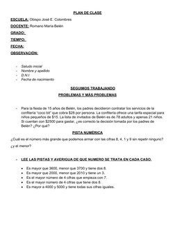 PLAN DE CLASE
ESCUELA: Obispo José E. Colombres 
DOCENTE: Romano María Belén
GRADO: 
TIEMPO: 
FECHA:
OBSERVACIÓN:
-
Saludo in