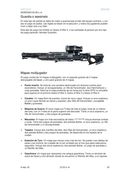 LMP-101V 
[Fecha] 
04/09/2022 02:38 a. m. 
4-sep.-22 
12:25 a. m. 
10 
Guardia o asesinato 
En este tipo de partida se debe d