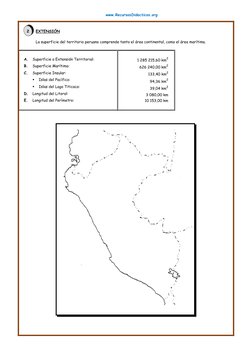 www.RecursosDidacticos.org 
 
 
 
2 
EXTENSIÓN 
La superficie del territorio peruano comprende tanto el área continental, com