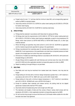 SPECIFICATION FOR  
PIPING MATERIAL CLASS 
 
 
Document No. 
 
DED EXPANSION NICKEL HEAP 
LEACH 5,000 T/Y 
Rev. : A 
 
BM
