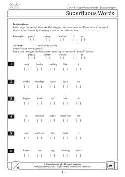 Superfluous Language 11 Plus Verbal Reasoning Superfluous Words Paper 1 Husd | PDF