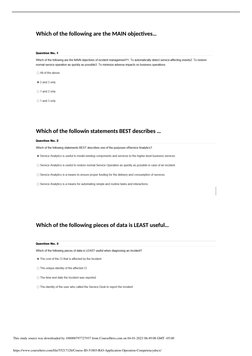 Which of the following are the MAIN objectives…
Which of the followin statements BEST describes …
Which of the following pi