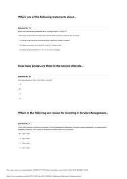 Which one of the following statements about…
How many phases are there in the Service Lifecycle…
Which of the following are r