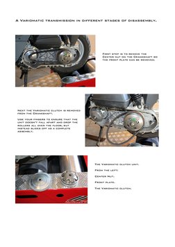 A Variomatic transmission in different stages of disassembly.