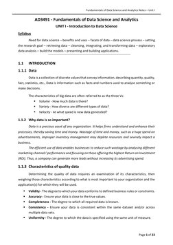 AD3491 Data Science Fundamentals Notes | PDF | Data | Data Analysis