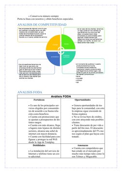 Conserva tu número siempre 
Porta tu línea con nosotros y obtén beneficios especiales. 
ANALISIS DE COMPETITIVIDAD
ANALISIS