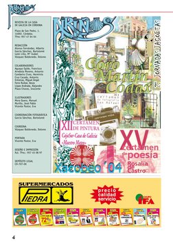 4
REVISTA DE LA CASA
DE GALICIA EN CÓRDOBA
Plaza de San Pedro, 1.
14002. Córdoba.
Tfno: 957 47 64 64
REDACCIÓN
Alonso Fernánd