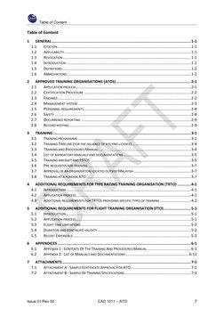 Table of Content 
 
Issue 01/Rev 00 
 CAD 1011 – ATO  
 
7 
Table of Content 
1 
GENERAL ...................................