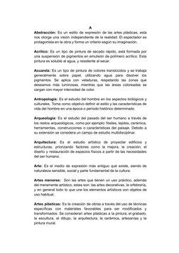 Glosario de Términos en Artes Plásticas | PDF | Pinturas | Dibujo