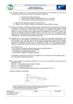 TÉCNICAS DIGITALES I (PLAN 2023) 
 
TRABAJO PRÁCTICO Nro. 4 
Circuitos Combinacionales 
 
Confeccionó: 
Ing. Ramos, Fernand