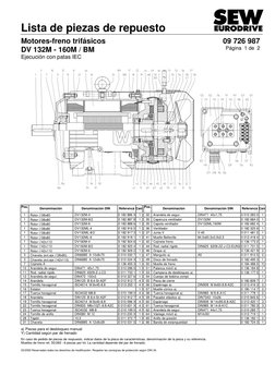 Lista de piezas de repuesto 
 
 
Motores-freno trifásicos 
09 726 987 
DV 132M - 160M / BM 
Ejecución con patas IEC 
Página