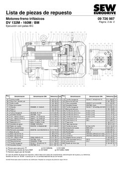Lista de piezas de repuesto 
 
 
Motores-freno trifásicos 
09 726 987 
DV 132M - 160M / BM 
Ejecución con patas IEC 
Página