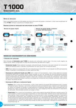 Modos de funcionamento da comutadora
1) Veículos com carburador
Para utilização da Comutadora dual T1000 em veículos com carb