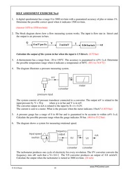  D.J.Dunn 
10 
 
 
 
SELF ASSESSMENT EXERCISE No.4 
 
1. A digital speedometer has a range 0 to 3000 rev/min with a guarante