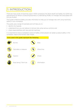 4
SAFEWORK NSW
1. INTRODUCTION 
There are many kinds of machines used in NSW workplaces the Work Health and Safety Act (2011)