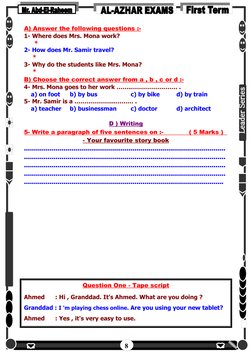 A)
     Answer the
 
   following questions
 
   :-  
1- Where does Mrs. Mona work?
*
2- How does Mr. Samir travel?
*
3- Why