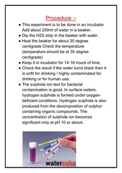 Testing Drinking Water for Bacterial Contamination | PDF | Water | Sulfide